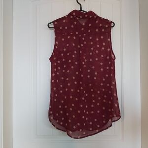 NEW FUN 2 FUN SHEER POLKA DOT BLOUSE/hanging
